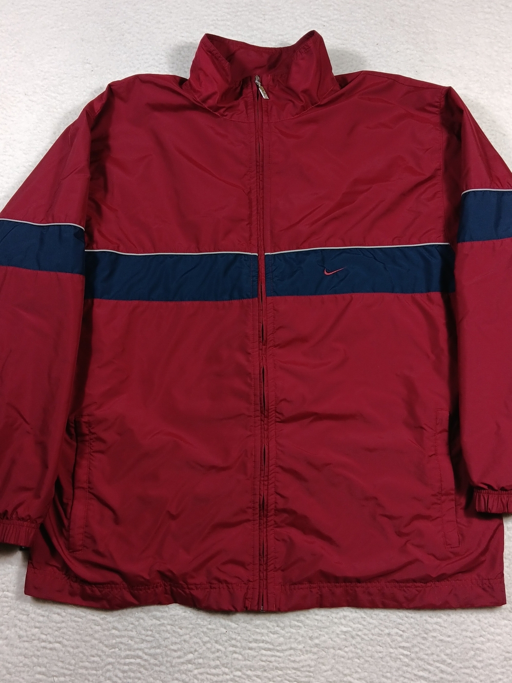 Vintage 00s Nike Track Jacket Mens 2XL Red Windbreaker Training Lined Y2K
